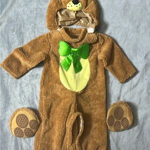 Baby beard costume in light brown Sz 12-18 m bear suit booties hood hunny pot